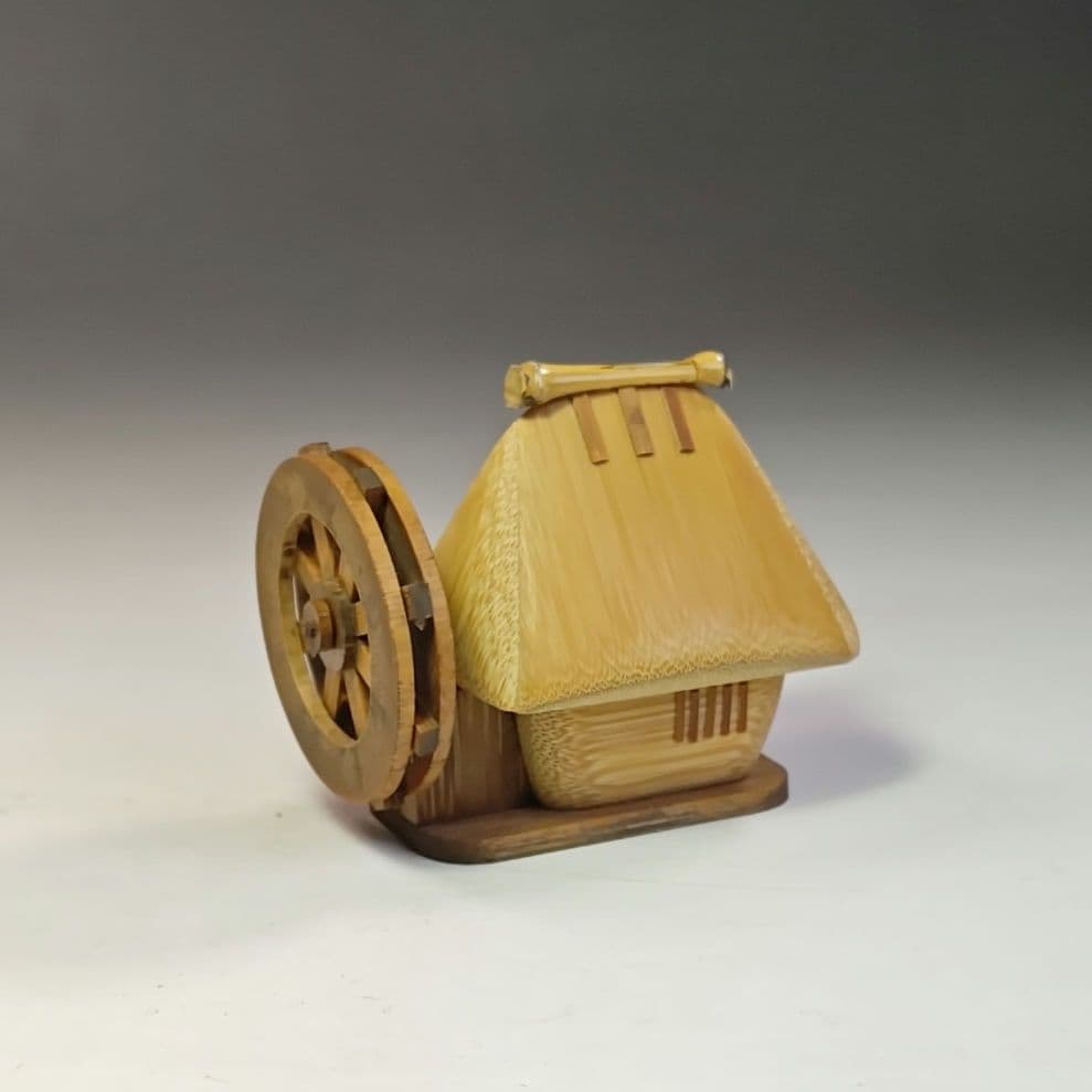 イ744 香合『加州 清水晃樹』『大名竹 水車 葛屋 香合 共箱』茶道具