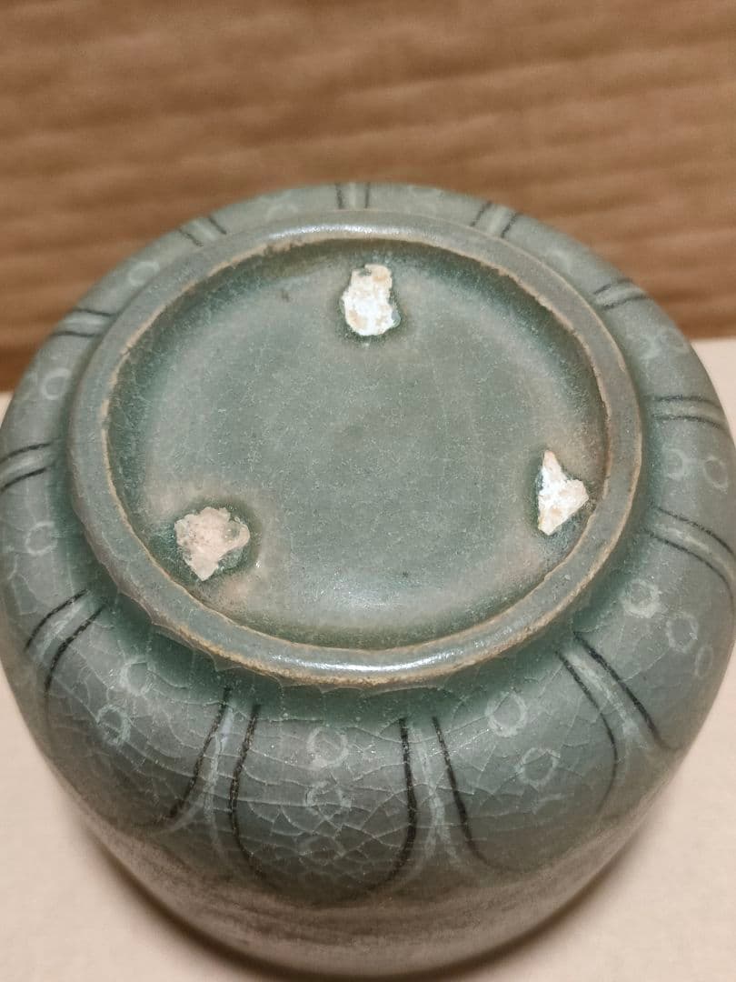 高麗青磁 湯呑 白黒象嵌 李朝 朝鮮美術 時代物骨董アンティーク