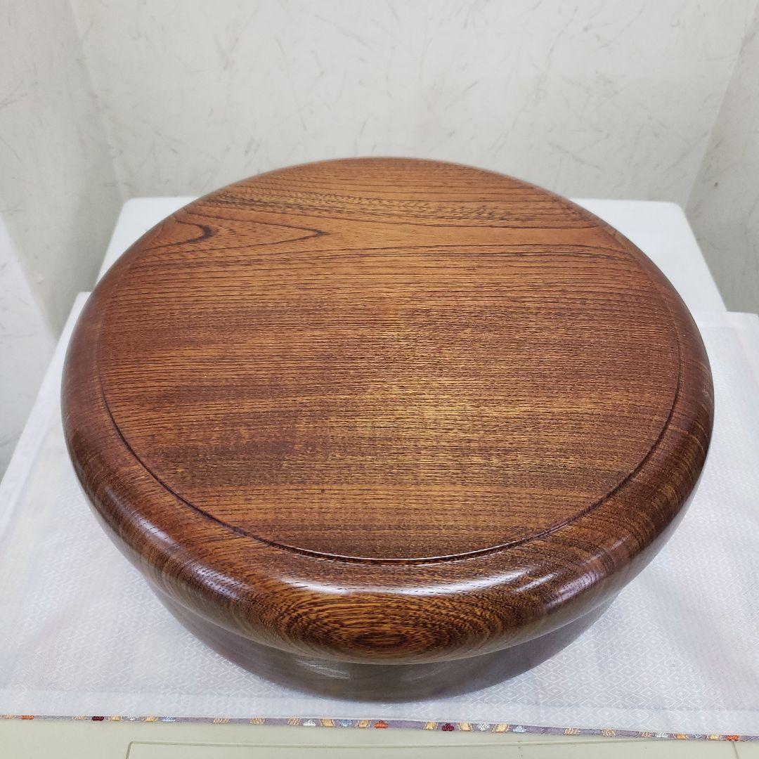 蔵出し特価欅製 無垢茶びつ茶箱 円形 蓋(お盆)付き直径33cm 高さ