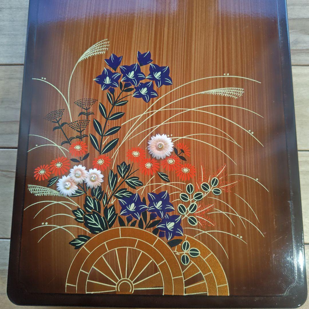 昭和レトロ　漆箱　漆器 文箱 花の装飾