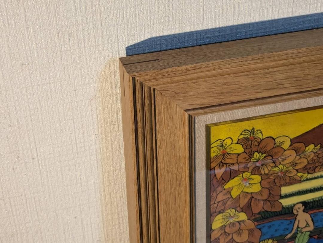 真作】絵画 技法不明 楽園の情景 鮮やかな色彩で描かれた自然