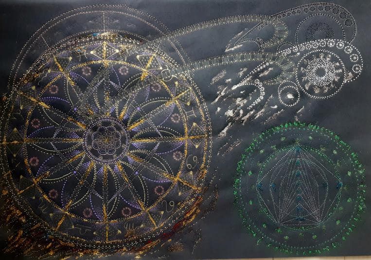 五十嵐由家　曼陀羅画145　「メルカバの大車輪」