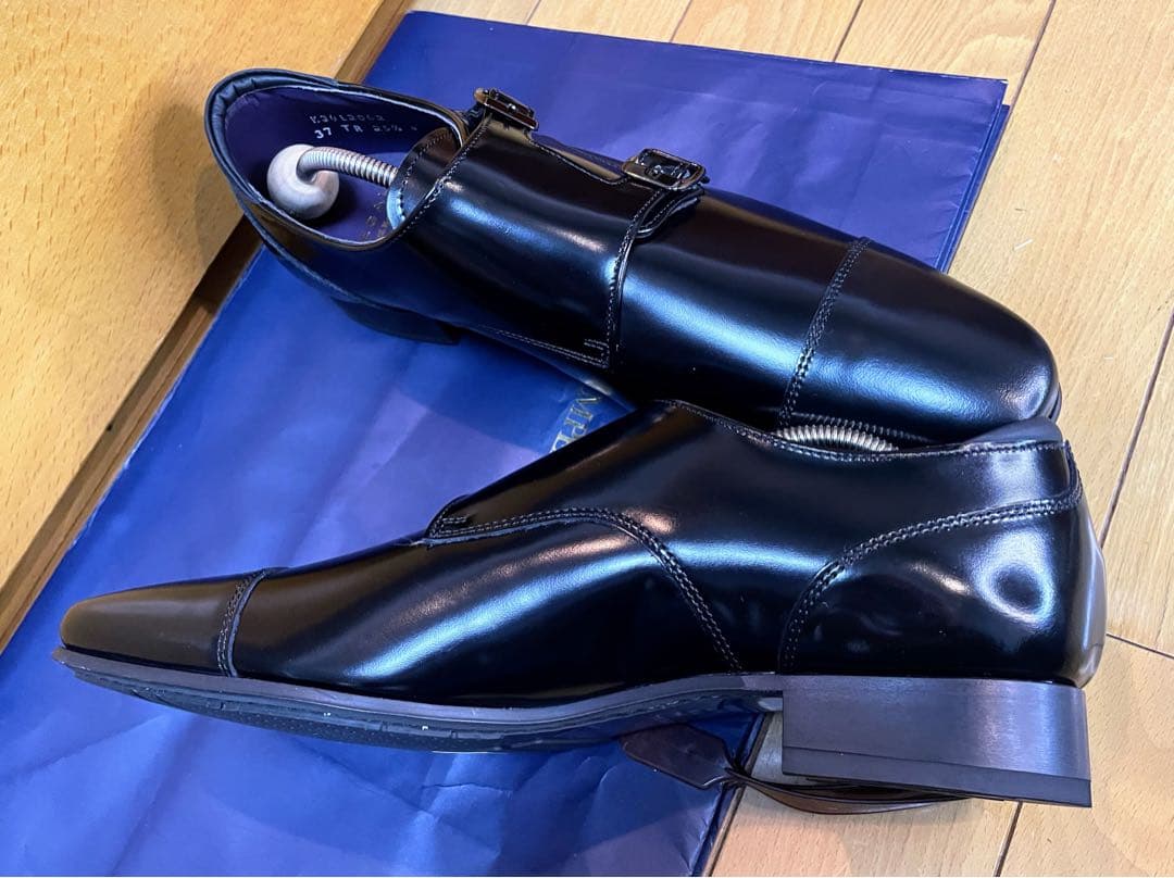 新品リーガルビジネスシューズダブルモンクストラップタフスクラッチレザー25.5