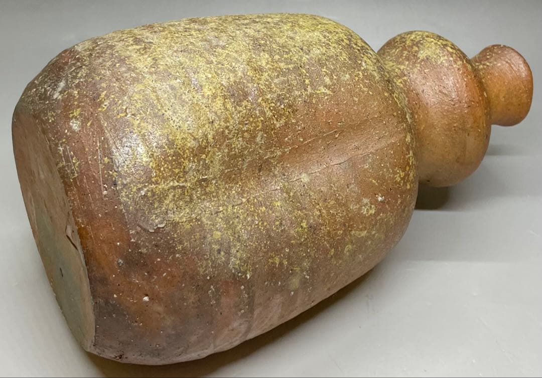 人間国宝 伊勢崎淳 瓢型花生 花入 備前焼 共箱 P99