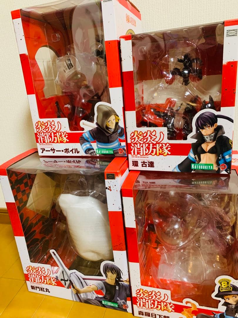【ジオラマ背景付】コトブキヤ 炎炎ノ消防隊　4体セット　限定パーツ3体付き