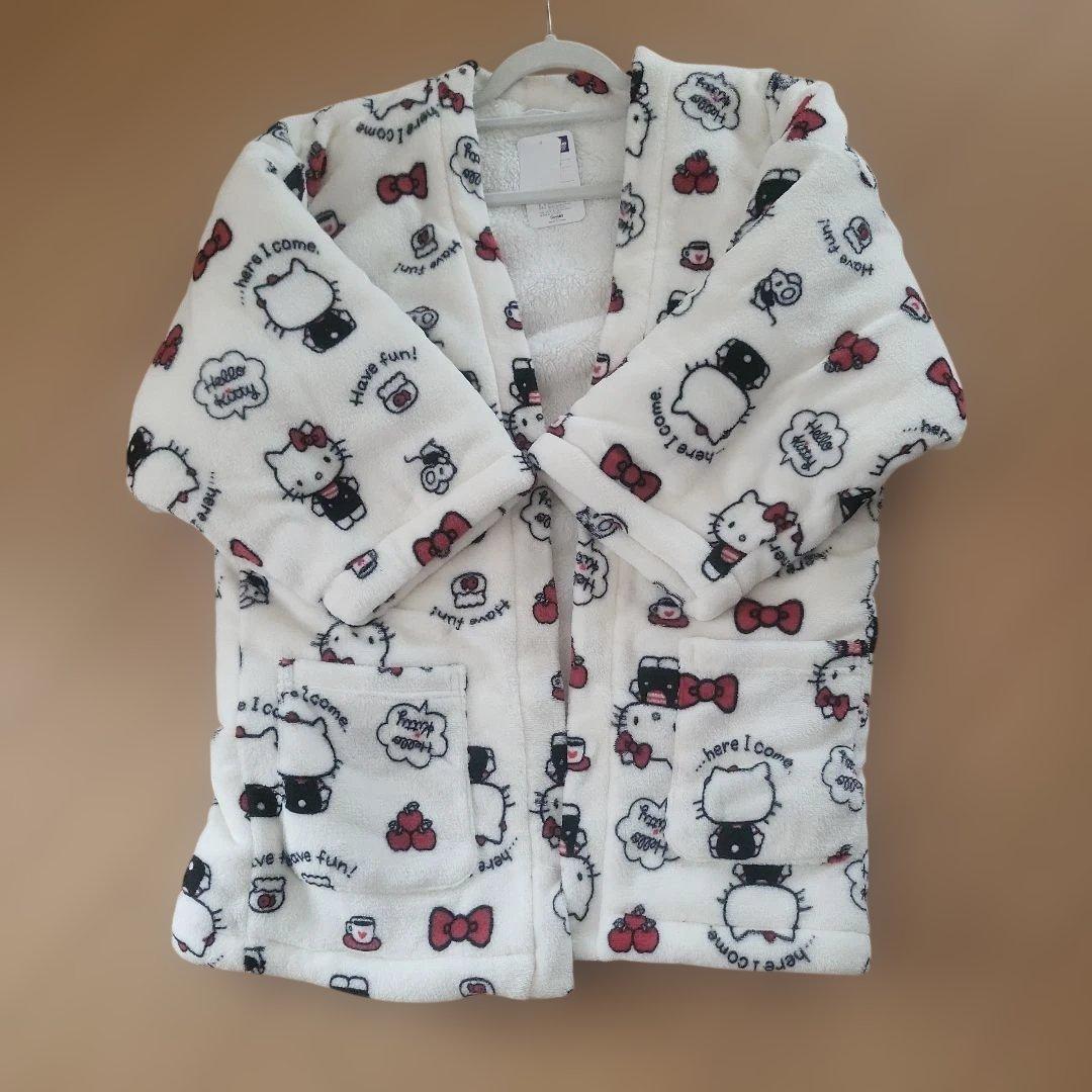 ハローキティ ルームウェア 半纏 フワモコ ホワイト レトロ 新品 未使用