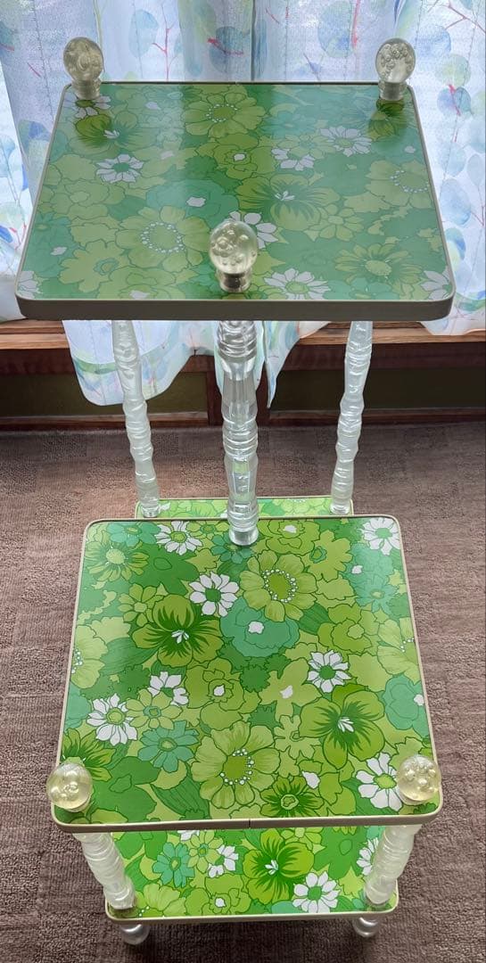 花柄 サイドテーブル 花台 飾り棚 レトロポップ 昭和レトロ リビング収納