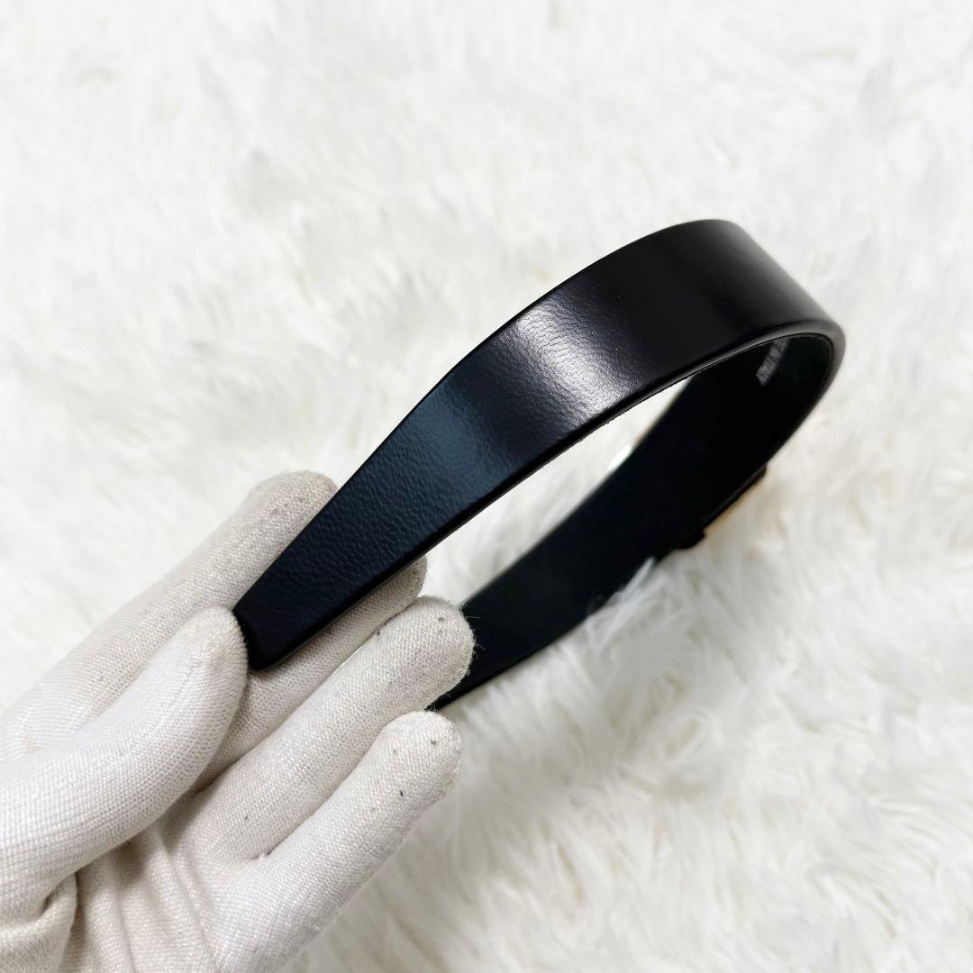 現行❤️未使用級　FERAGAMO カチューシャ　リボン　レザー　ブラック