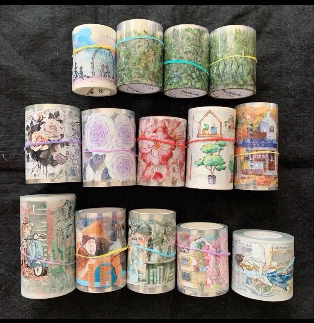 海外マステまとめ売り マスキングテープ 14本 人物 風景 花柄系