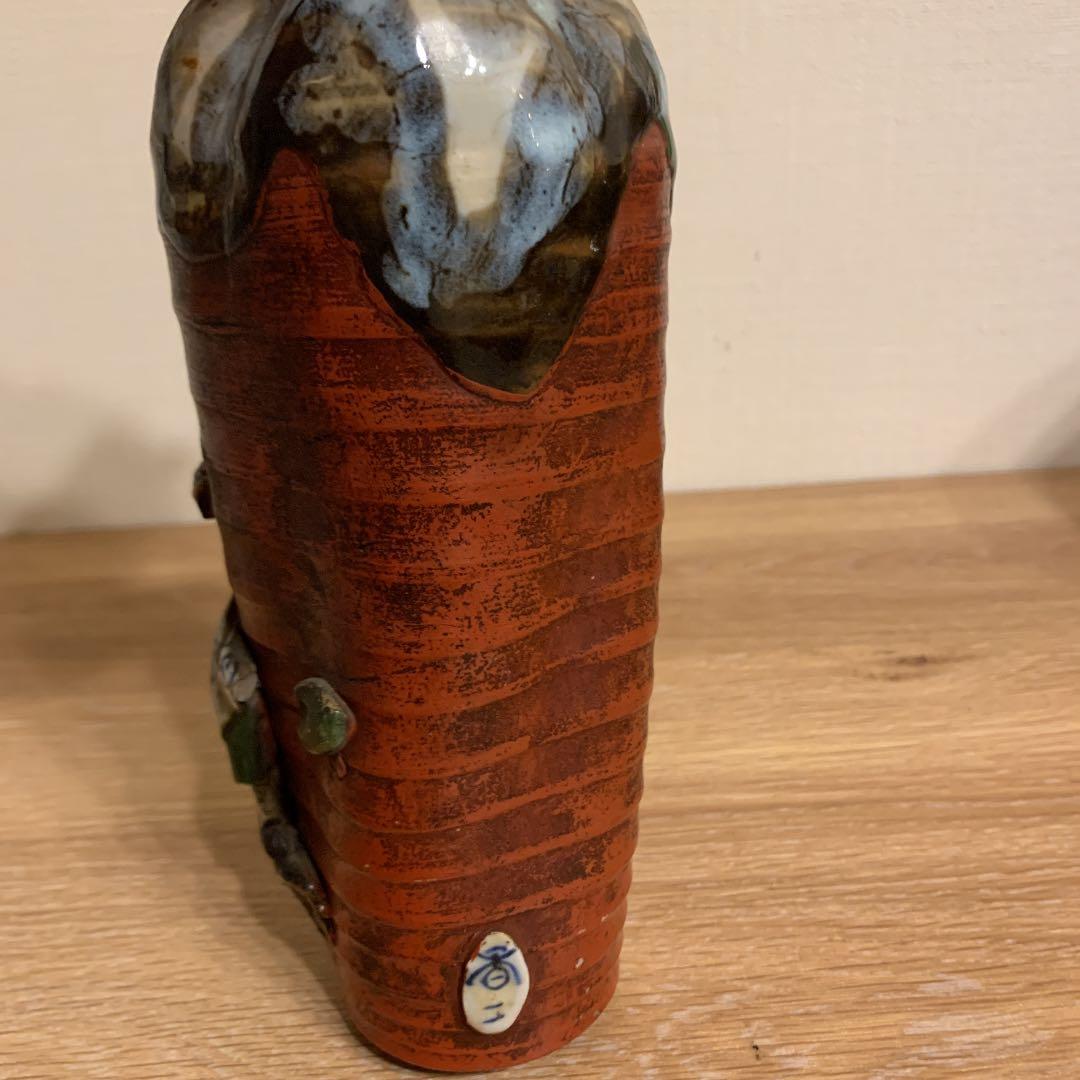 隅田焼 高浮雕人物花瓶 アンティーク 1客