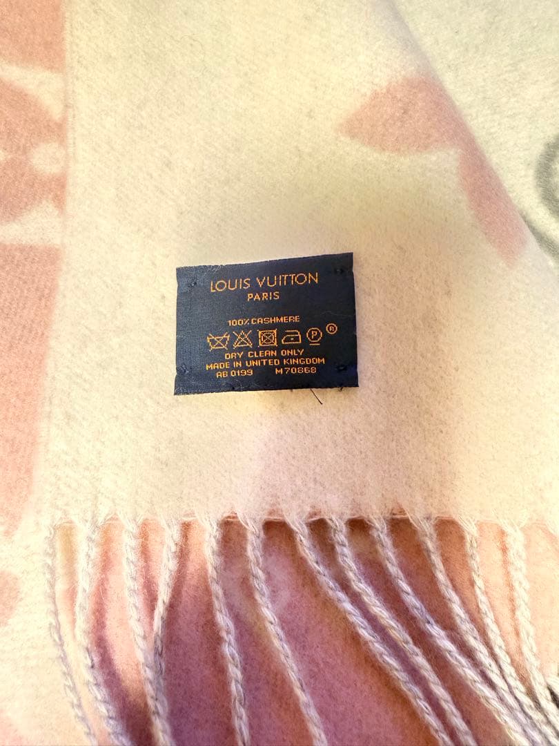 LOUIS VUITTON リバーシブルマフラー グレー ピンク