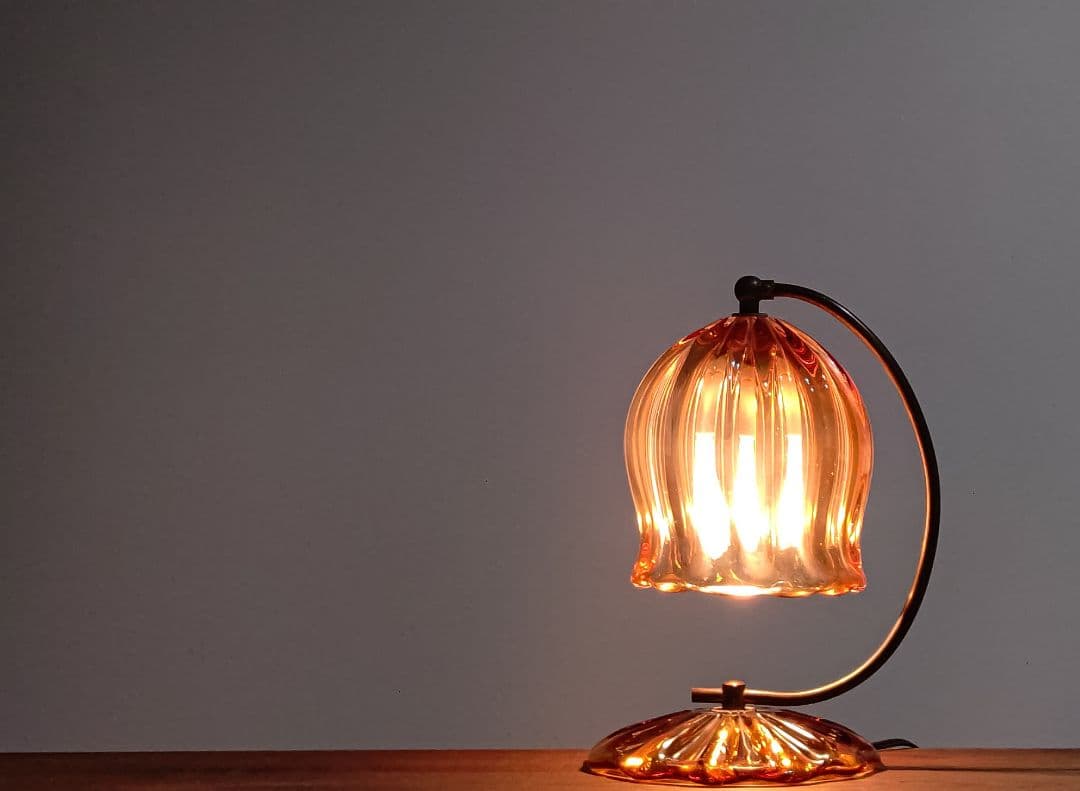 岩田工芸ガラスランプ昭和レトロアンティークインテリアテーブルランプ