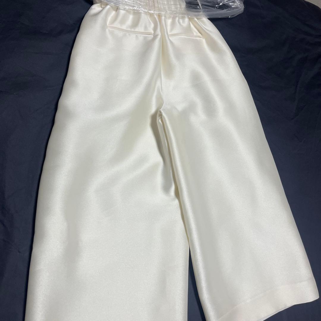 heve サテンフレアガウチョパンツ白36