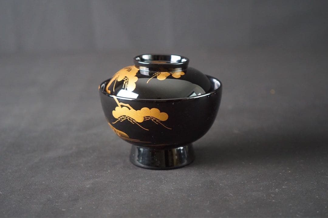 輪島塗 田谷漆器店 松蒔絵 煮物椀 三客 共箱 美品