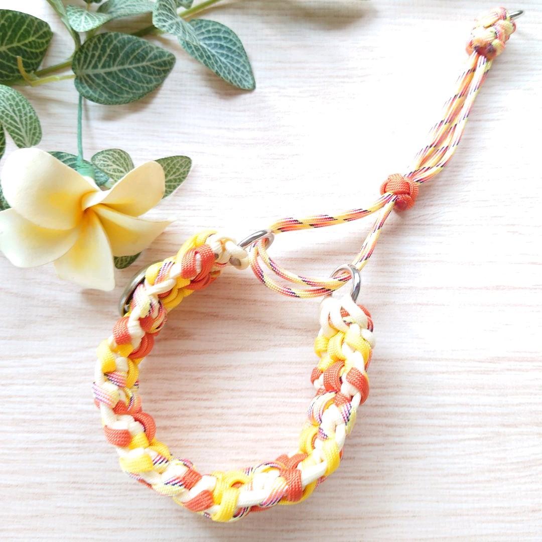 パラコード首輪 太めハーフチョーク スマイルコンチョ付 中型犬 №080