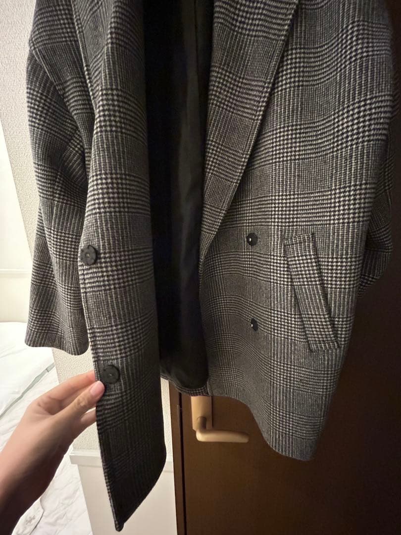 ジャーナルスタンダード グレー チェック柄 ダブルブレストコート 38