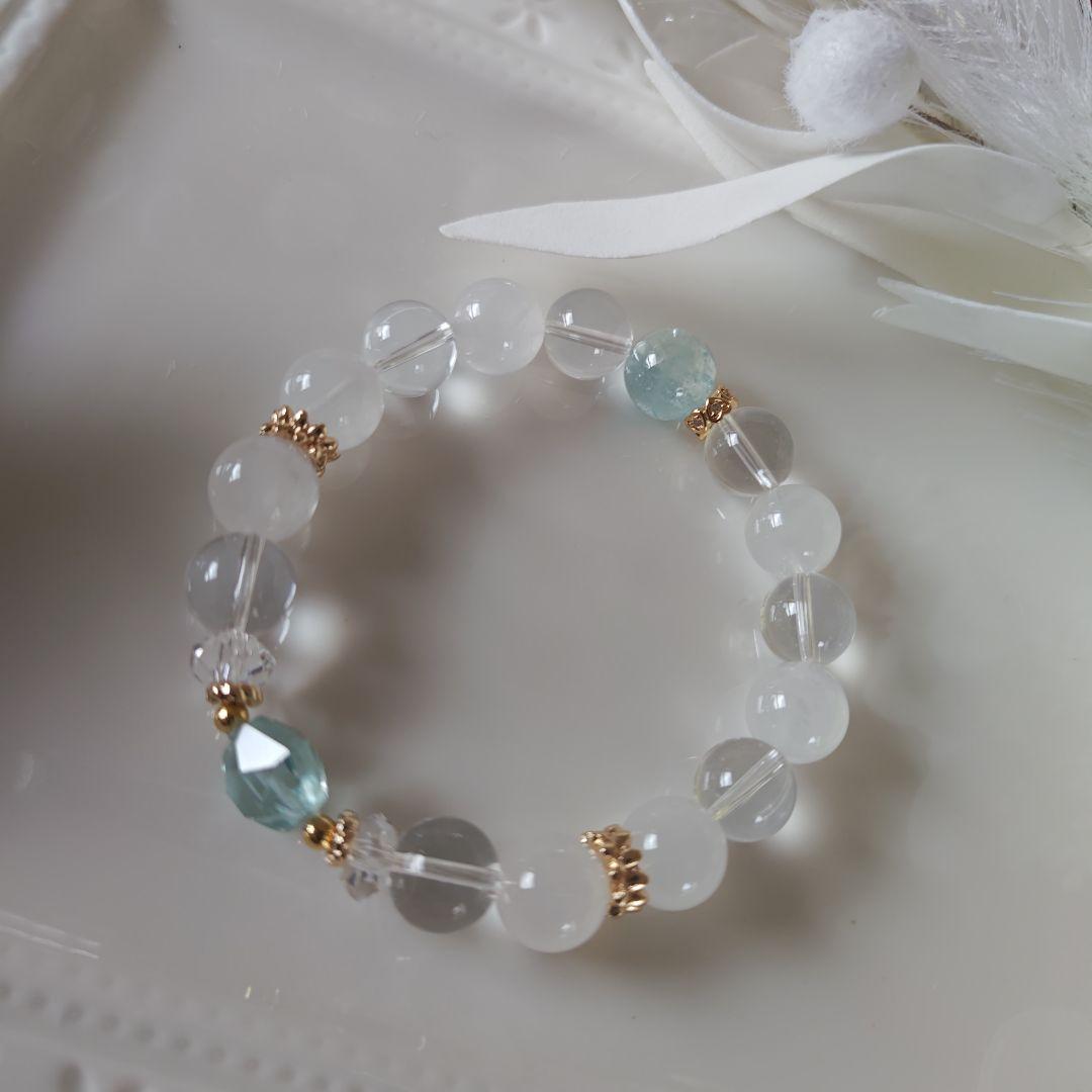 宝石質モスアクアマリン六芒星、ブルートパーズ、K2ムーンクオーツ