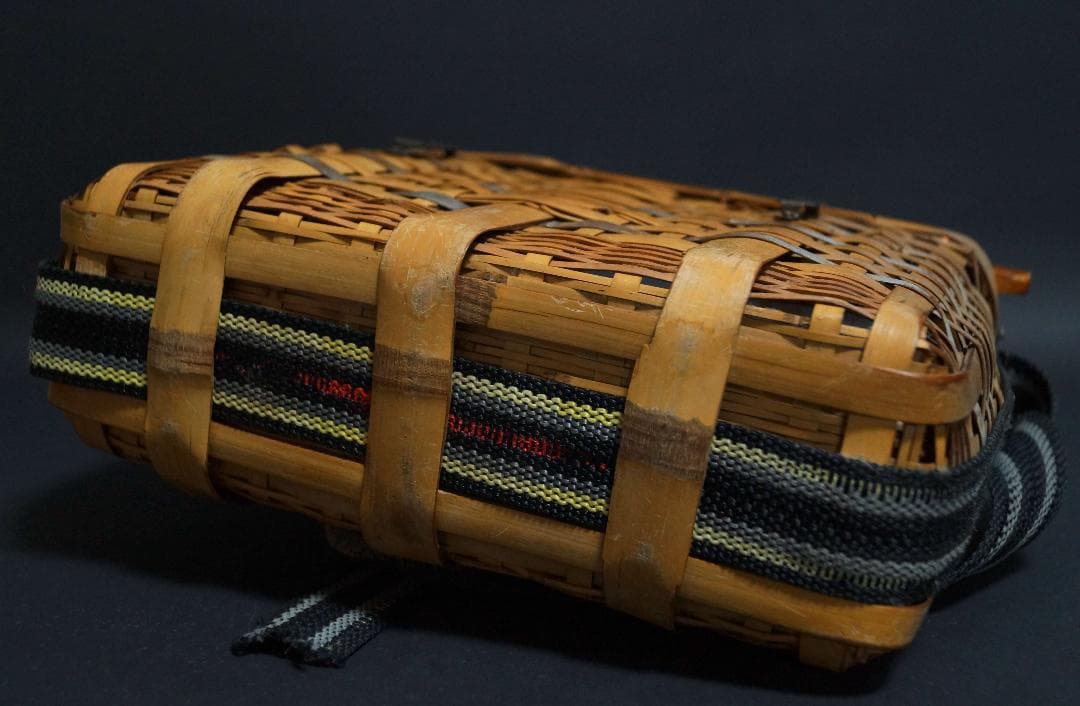 竹編 渓流鮎籠 虎竹装飾 魚籠 ビク 魚カゴ びく 川釣り 渓流