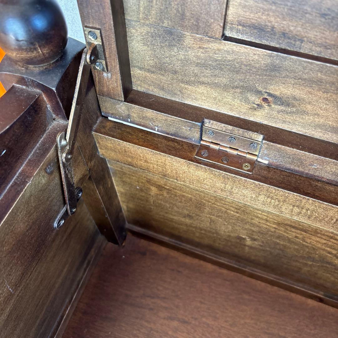 アンティーク調 収納付き木製ベンチ