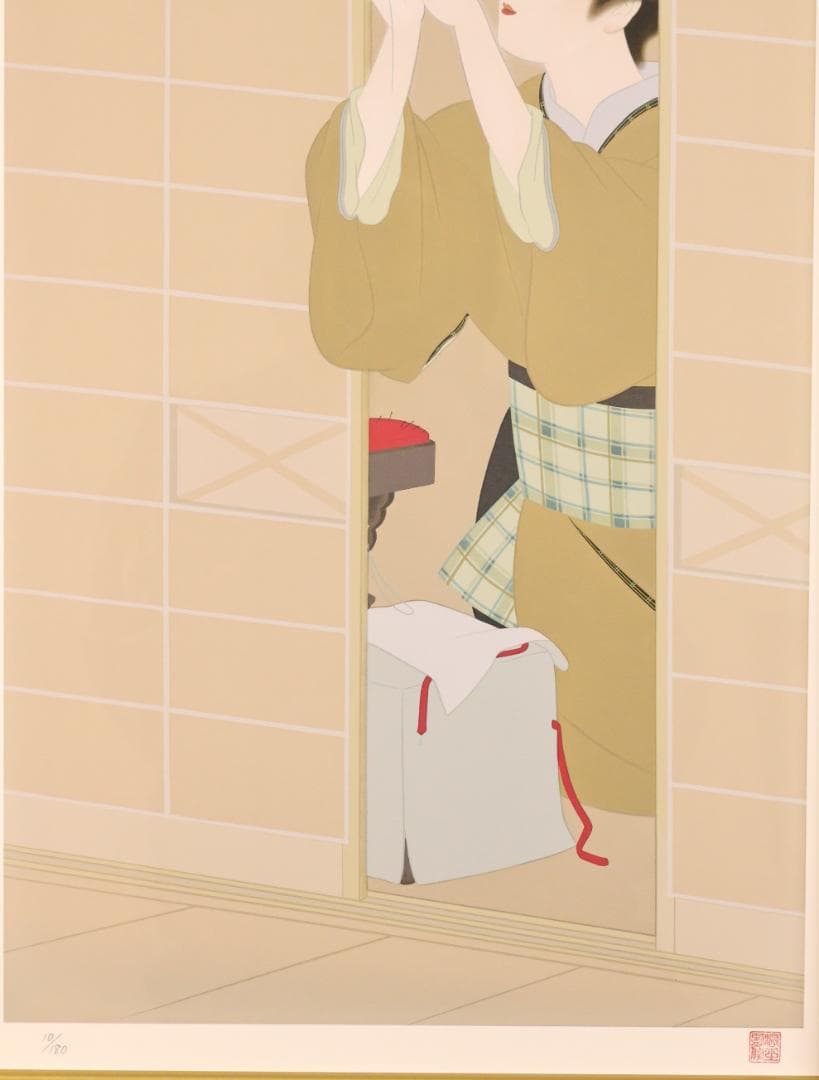 真作】 BK278 上村松園 「 夕暮 」 10/180 シルクスクリーン