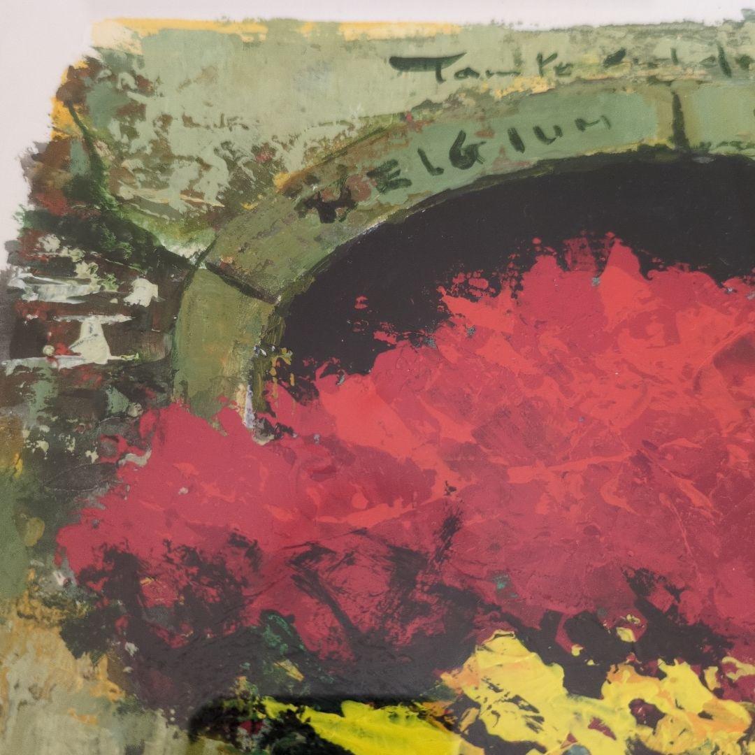 石岡剛 油彩画 ベルギー窓辺の花