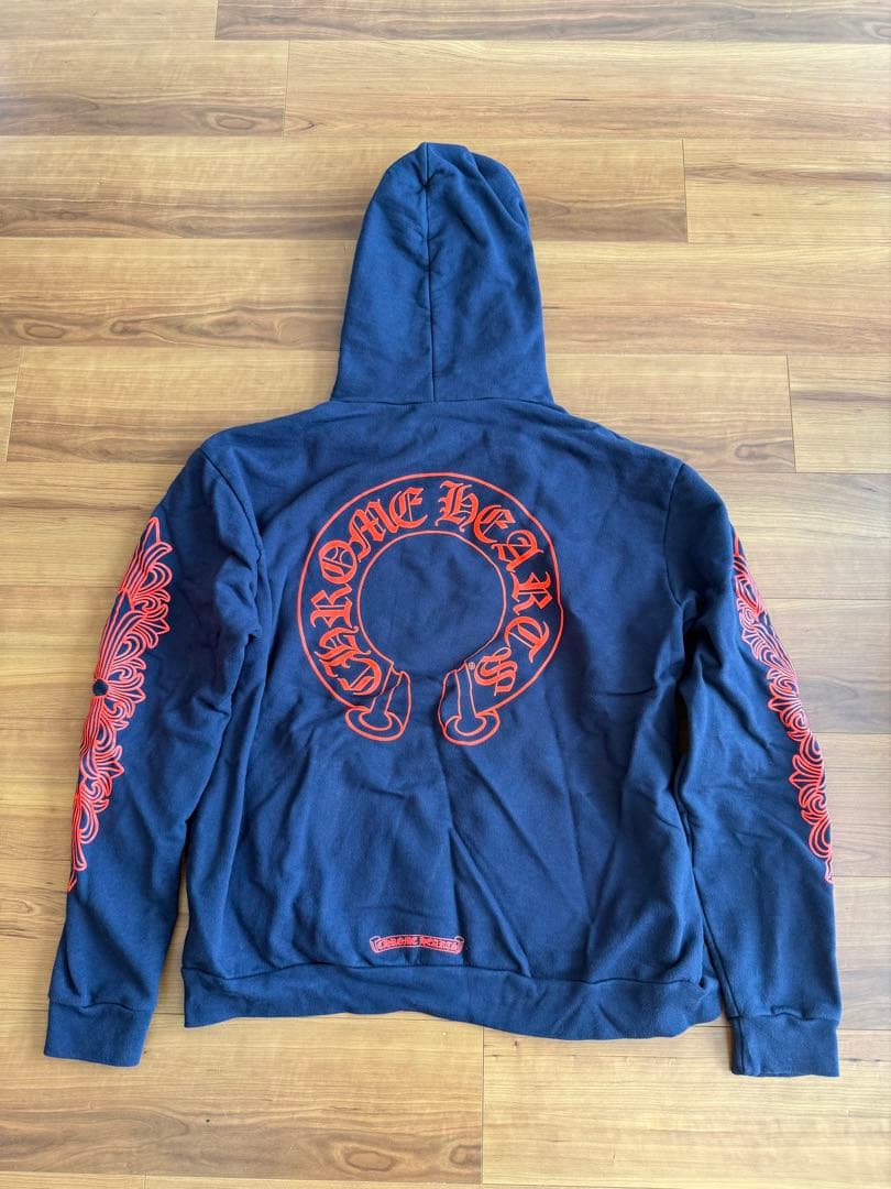 Chrome Hearts Horseshoe Hoodie ネイビー赤