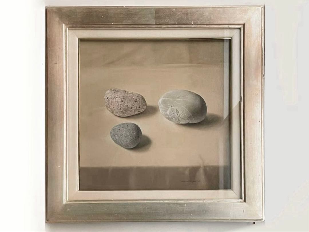 画家　橋本直行　油彩画　油絵　石　写実画　静物画　写実油彩画　額入