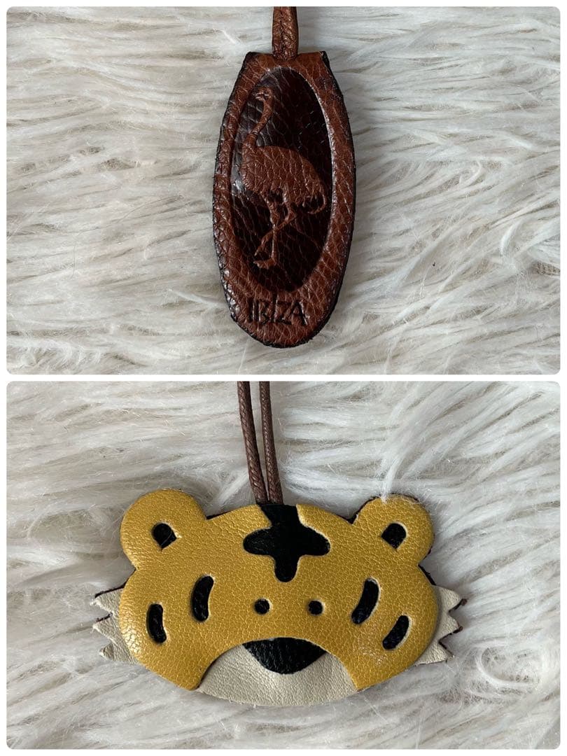 【新品未使用】イビサ　とらチャーム付き　オーストリッチ　ハンドバッグ