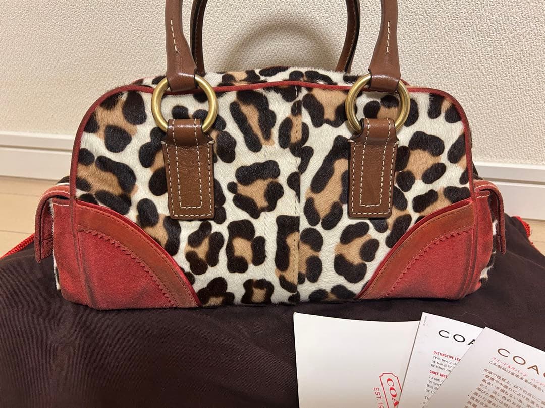 コーチ　coach ヒョウ柄ハラコハンドバッグ