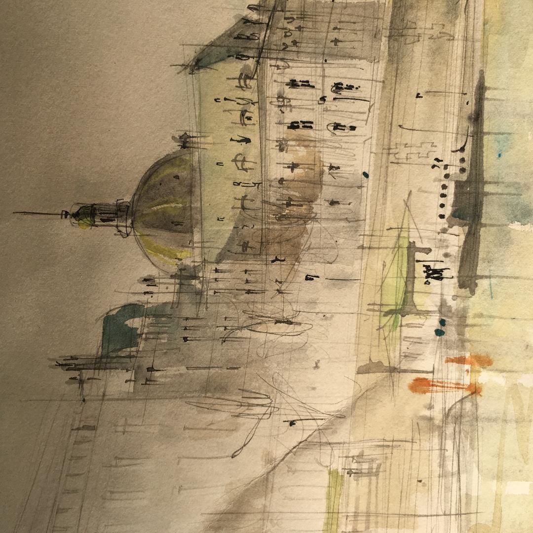 水彩画　PIERRE PAGES 　フランス