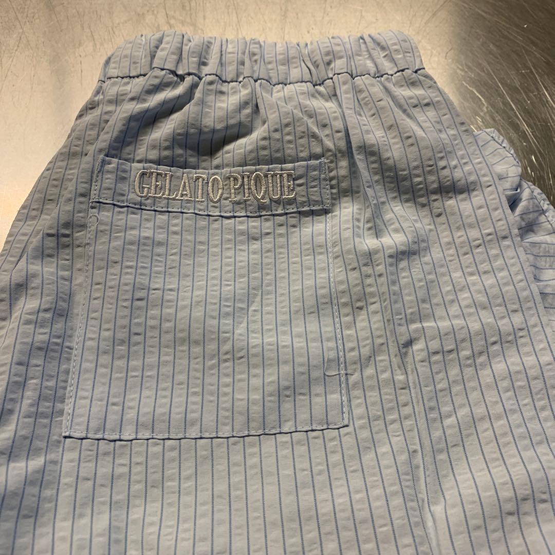 ジェラートピケ　ベアワンポイントTシャツ&ストライプショートパンツ