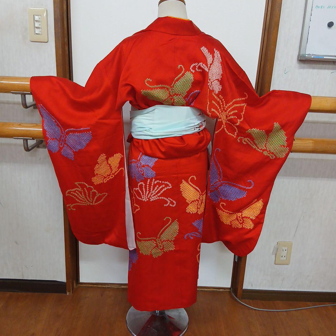極上の逸品 正絹蝶々の絞り　七五三　七歳　ハーフ成人式　ほぼ未使用