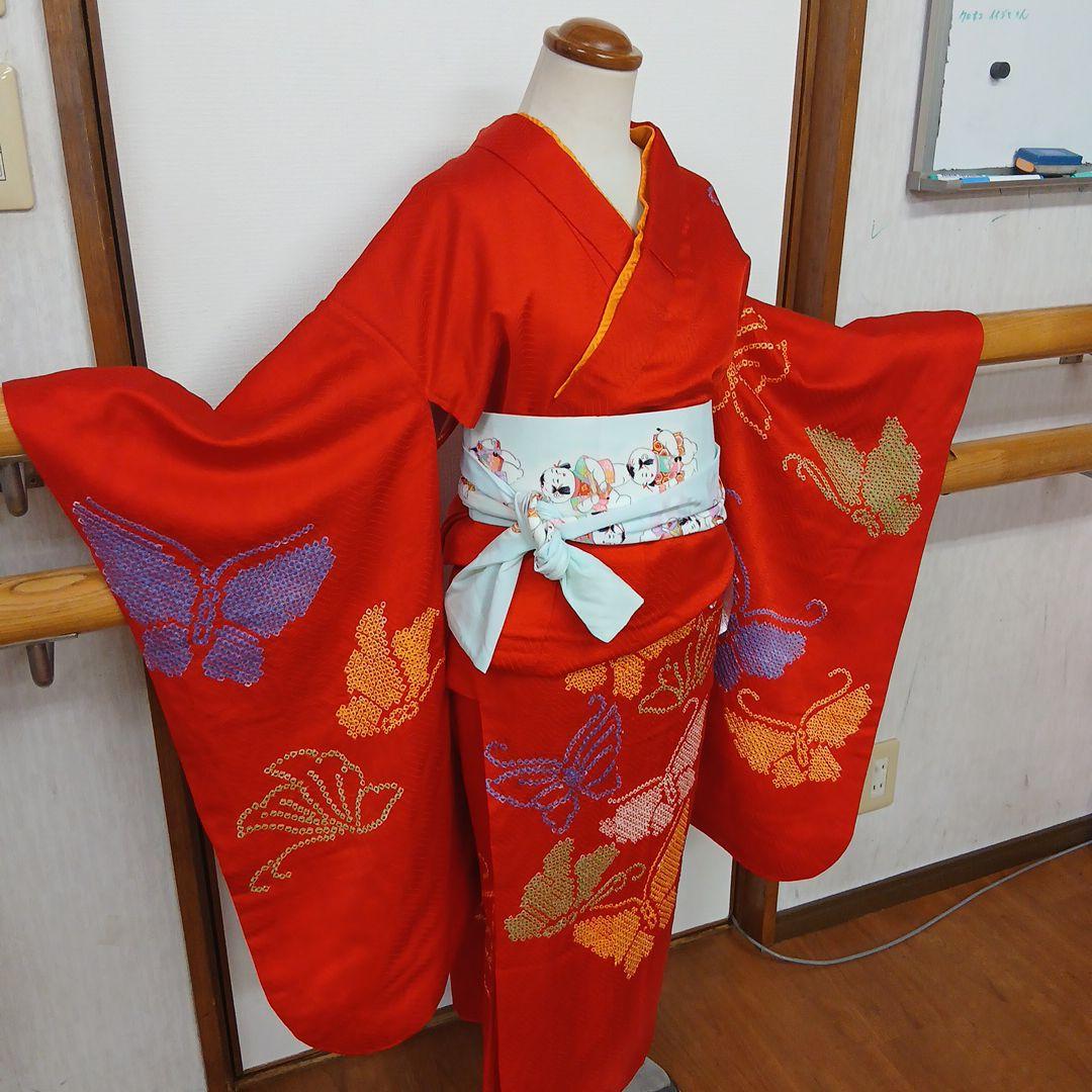 極上の逸品 正絹蝶々の絞り　七五三　七歳　ハーフ成人式　ほぼ未使用