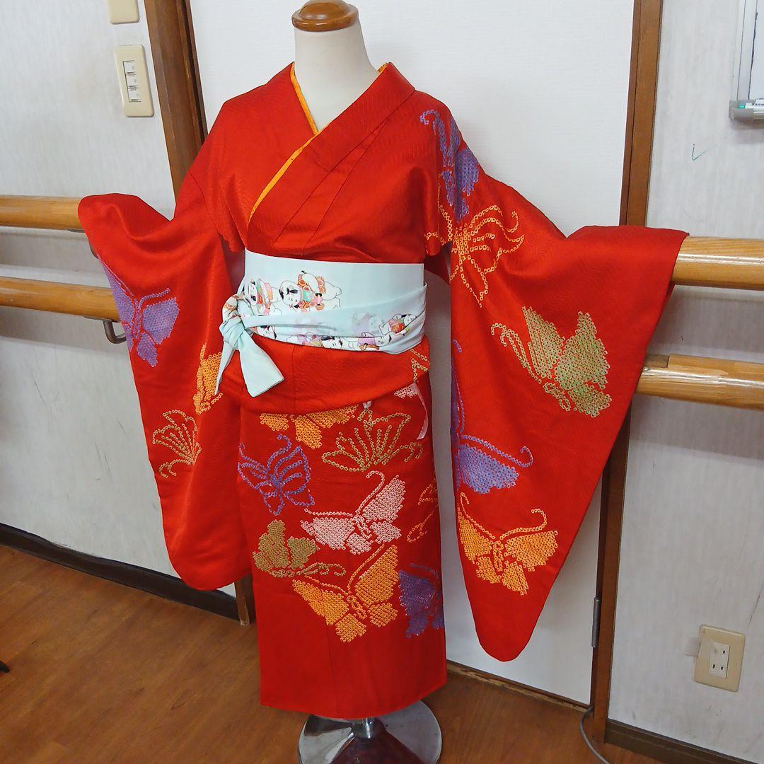 極上の逸品 正絹蝶々の絞り　七五三　七歳　ハーフ成人式　ほぼ未使用