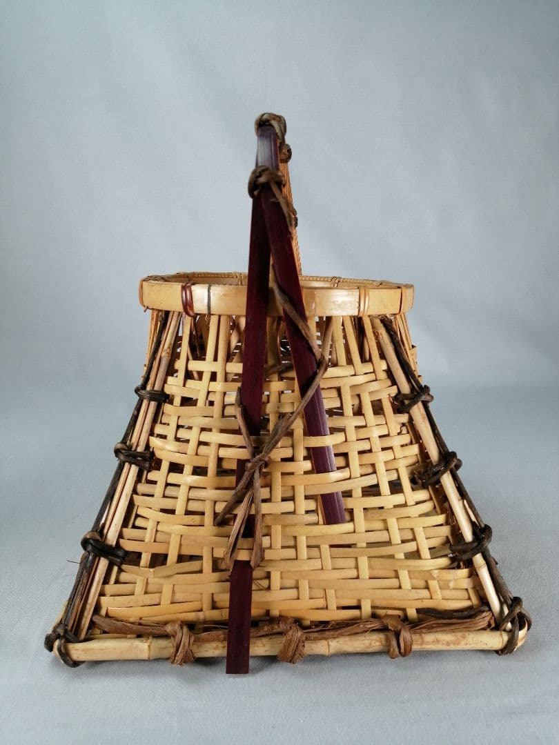 茶事具】手付き四方籠 花籠 花入229