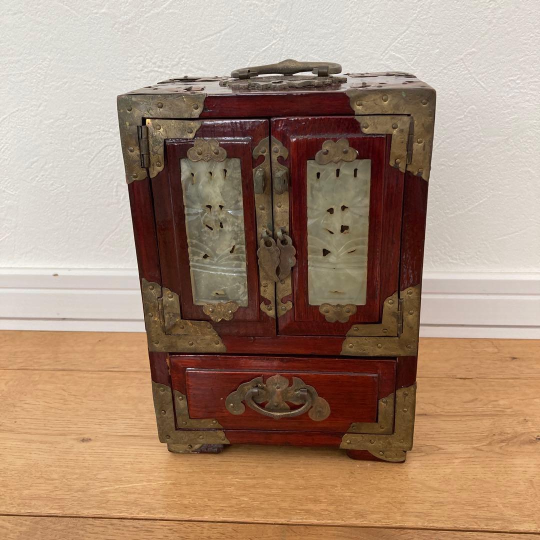 中国 李朝家具 骨董 木製 ジュエリーボックス ミニ箪笥 アンティーク