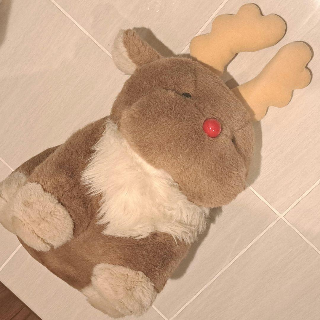昭和レトロかわいいトナカイ　ぬいぐるみ 赤い鼻と黄色い角　ビッグサイズ