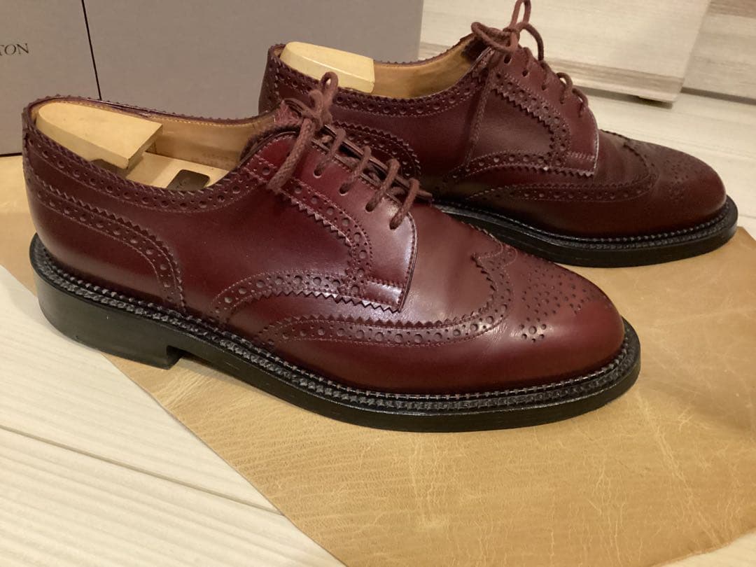 美品jm weston フルブローグ　バーガンディ　サイズ5.5D