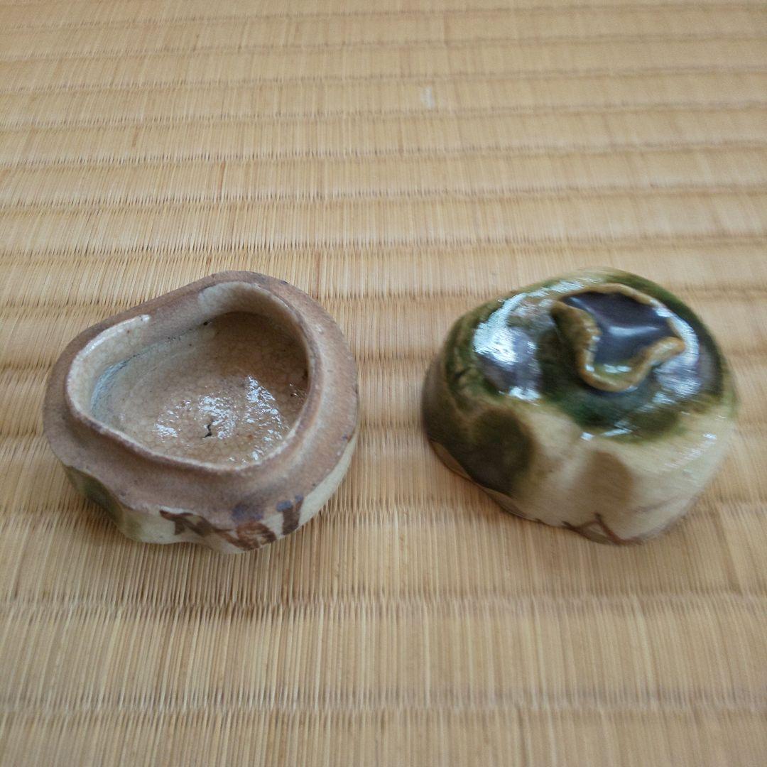 A 189 香合 織部・大綱老師　花押共箱付