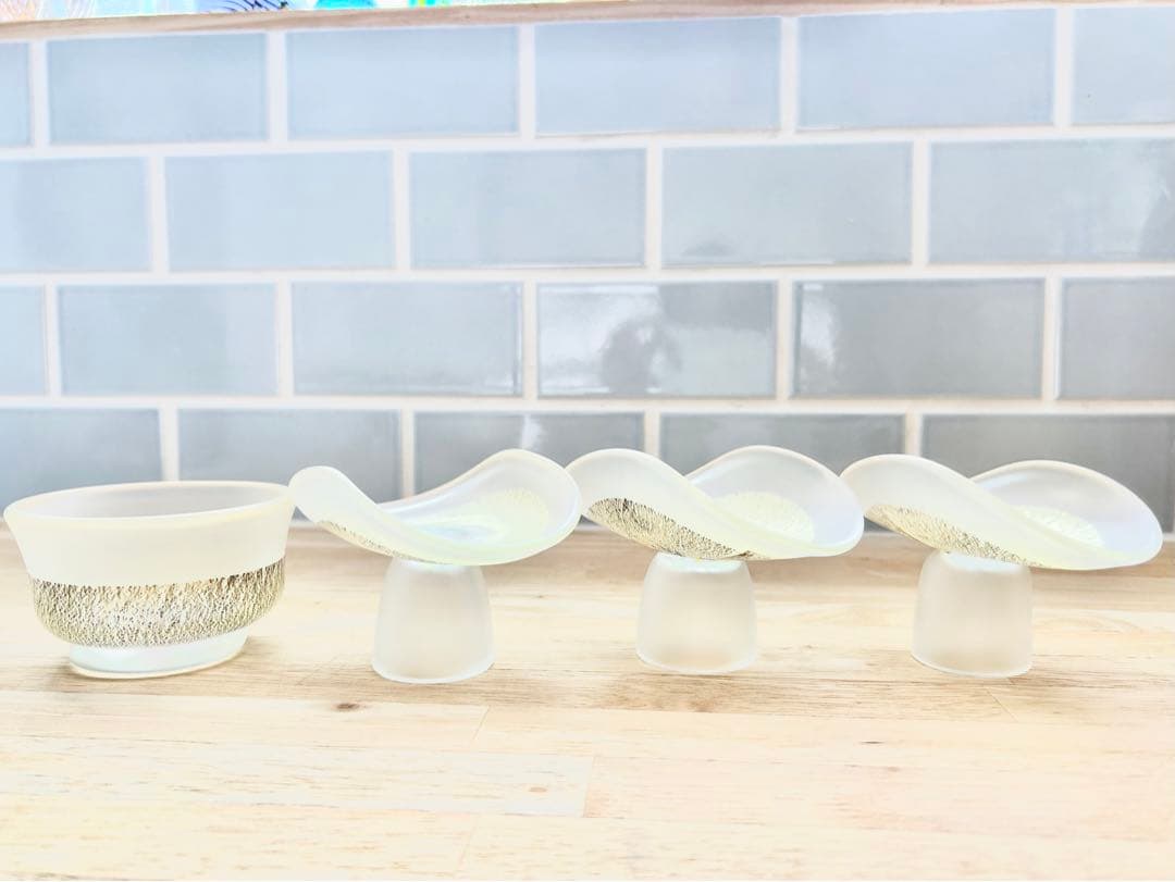 黒木国昭 金彩 鉢 ガラス 小鉢 向付 猪口 和食器 硝子 4点 まとめ売 美