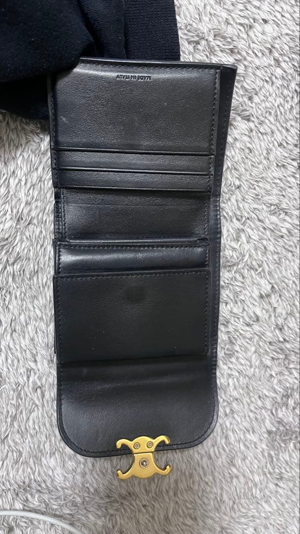nico-chan セリーヌ　ブラック 三つ折り財布 ゴールド金具