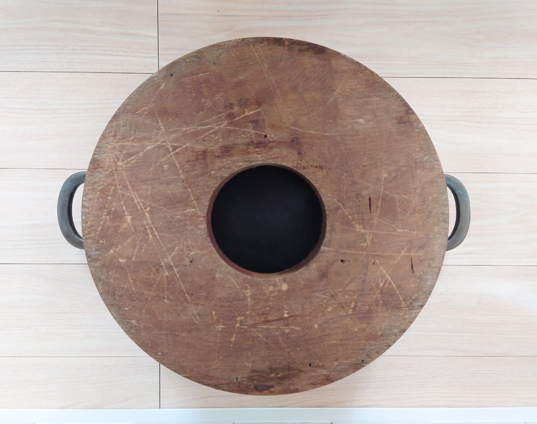 古銅 時代物 梅銀象嵌 瓶掛 大火鉢