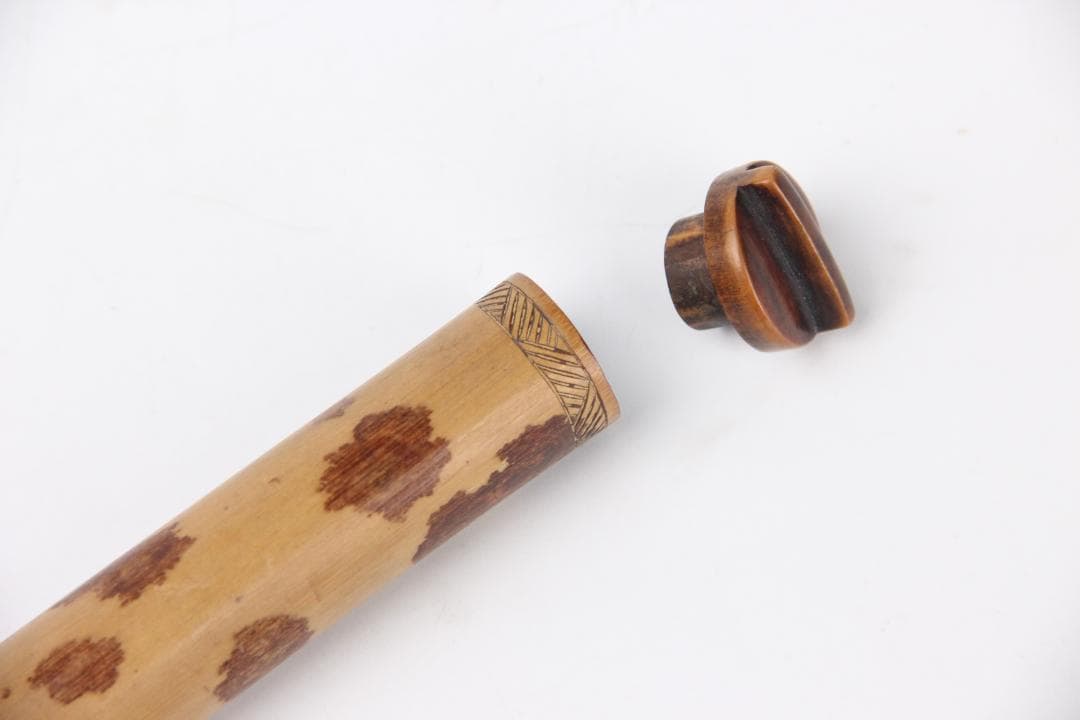 時代 斑紋竹 高級材料 香筒 全長40㎝ EM19-12