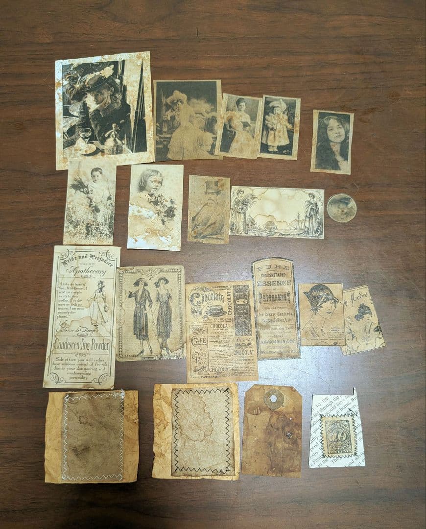 ジャンクジャーナル素材 140点 サビ染め コーヒー染め アンティーク Z39