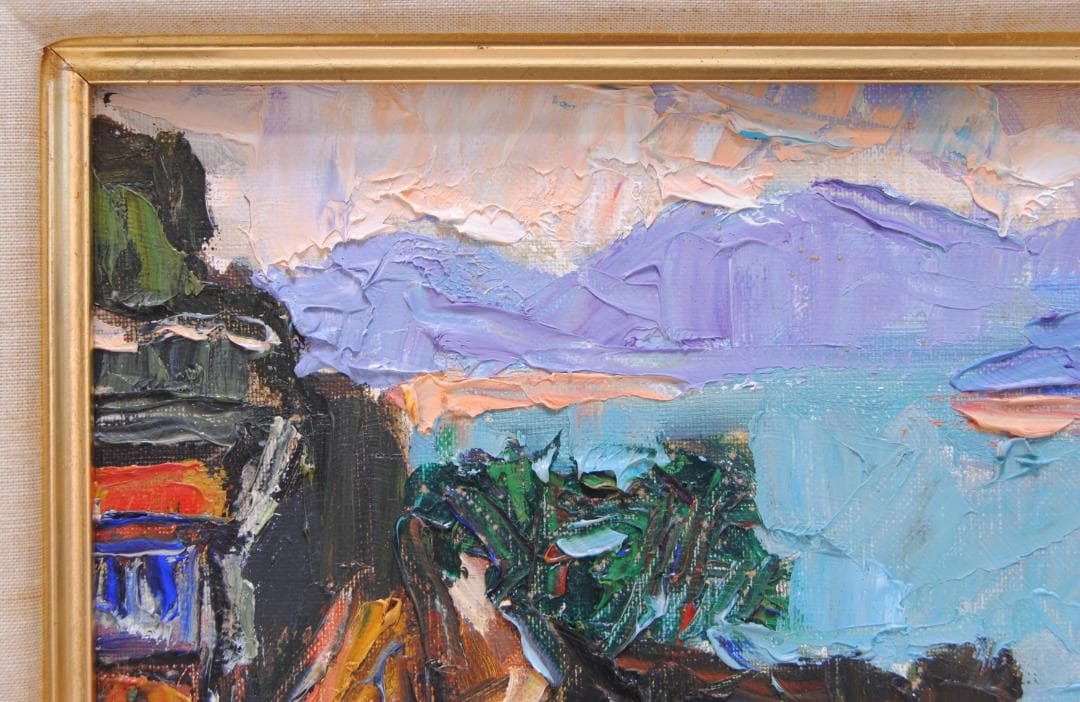 山田新一 イドラ にて 油彩画 油絵 風景画 ギリシャ エーゲ海 師: 藤島