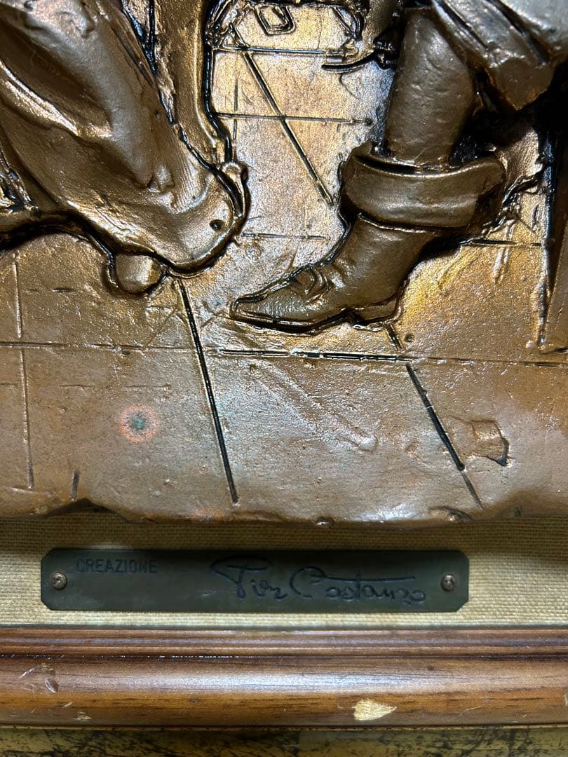 アンティークオブジェDEMAIN ITALY銅板レリーフ