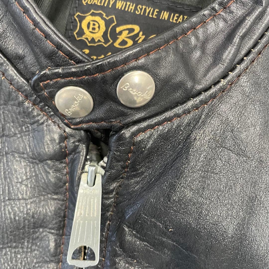 Brooks シングル ライダース レザーJK 40 ビンテージ vintage