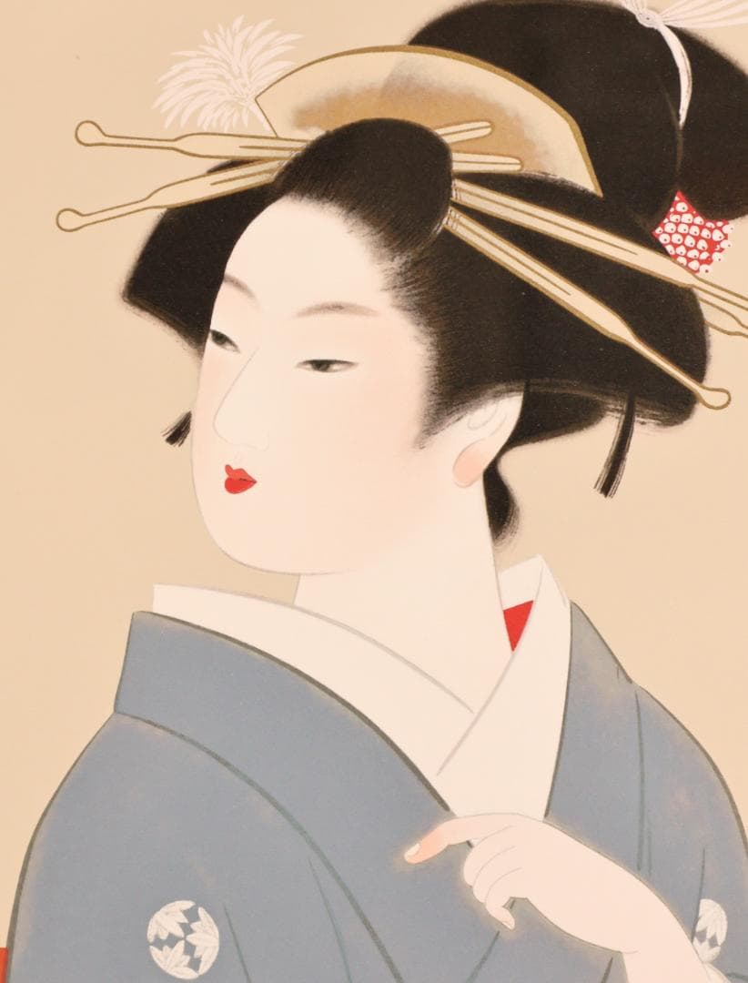 BK282 上村松園 「 若葉 」 8/180 シルクスクリーン 監修 上村淳之