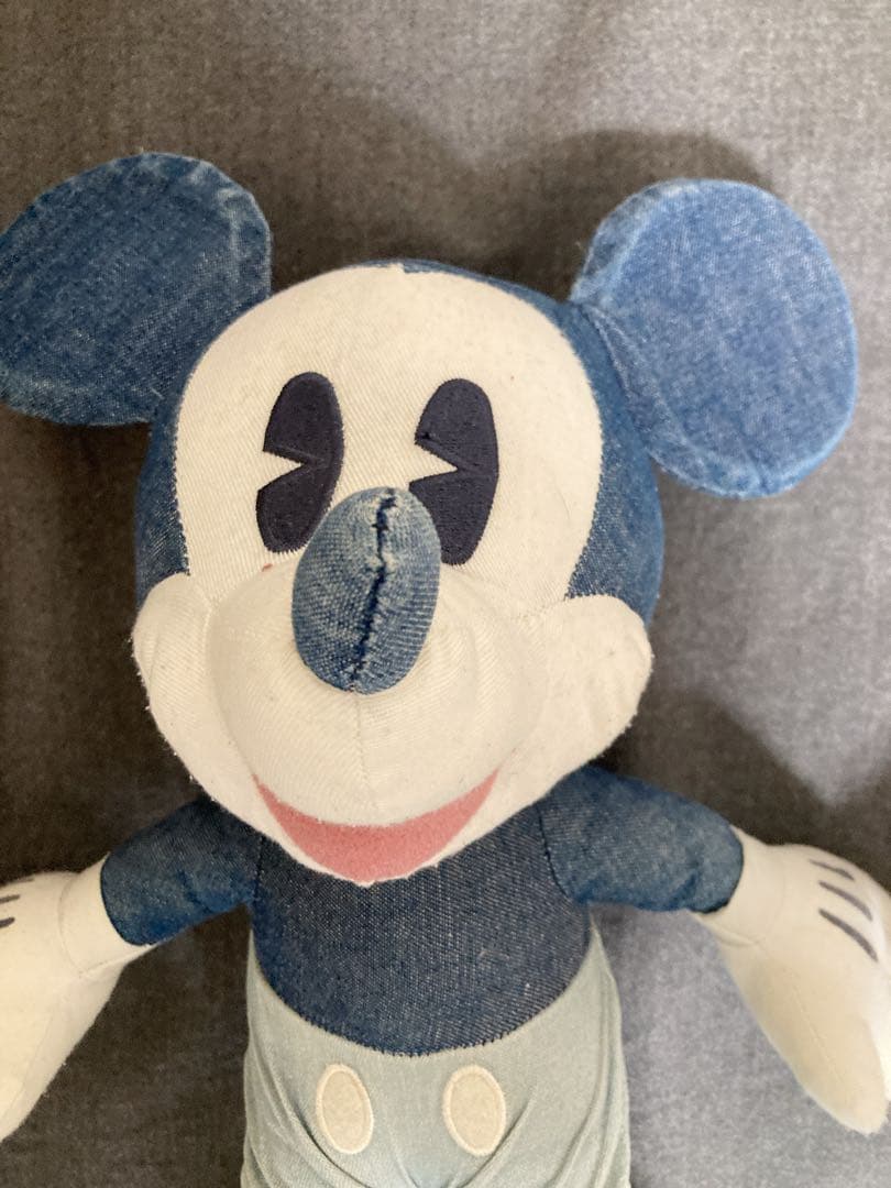 ヴィンテージ　非売品　ミッキー ミニー ぬいぐるみ デニム風 約40cm