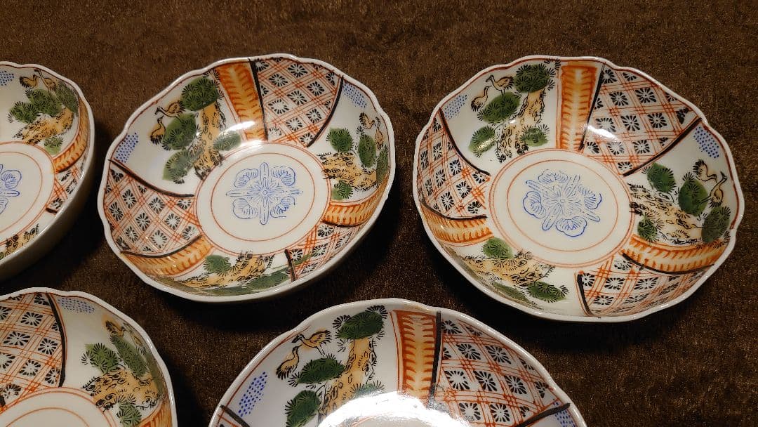 古伊万里　伊万里　なます皿　色絵　５客